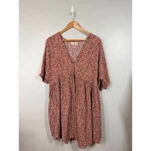 Natural Life Women's Dress Stella Babydoll
Floral Print Short Sleeve V Neck L XL